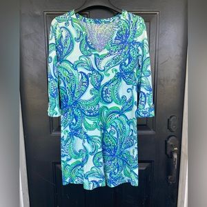 Lilly Pulitzer Rossmore Paisley 3/4 Sleeves Dress Size M